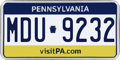 PA license plate MDU9232
