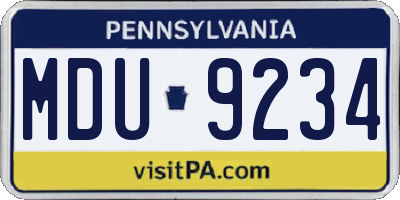 PA license plate MDU9234