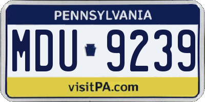 PA license plate MDU9239