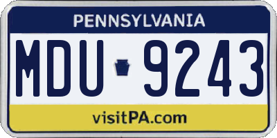 PA license plate MDU9243