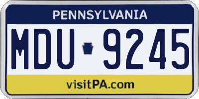 PA license plate MDU9245