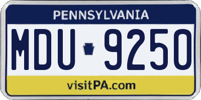 PA license plate MDU9250
