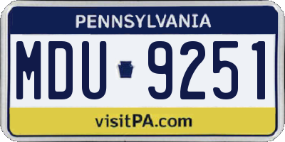 PA license plate MDU9251