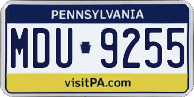 PA license plate MDU9255