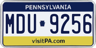 PA license plate MDU9256