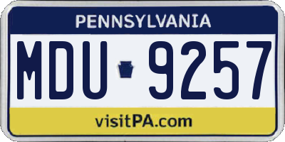 PA license plate MDU9257