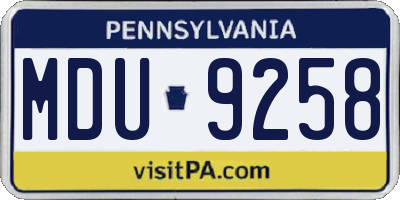 PA license plate MDU9258