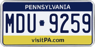 PA license plate MDU9259