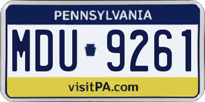 PA license plate MDU9261
