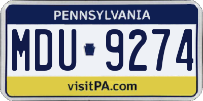 PA license plate MDU9274