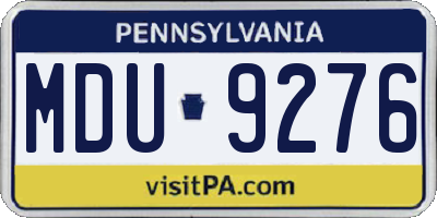PA license plate MDU9276