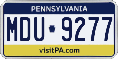 PA license plate MDU9277
