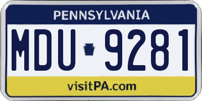 PA license plate MDU9281