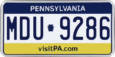 PA license plate MDU9286