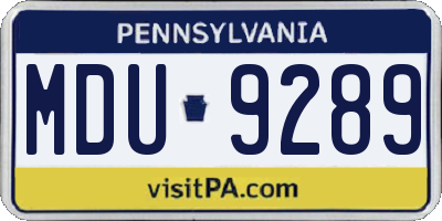 PA license plate MDU9289