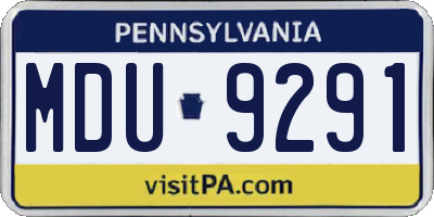 PA license plate MDU9291