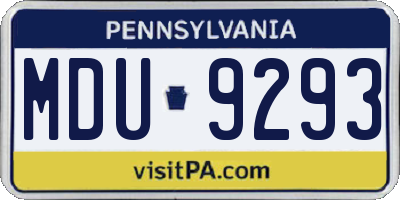 PA license plate MDU9293