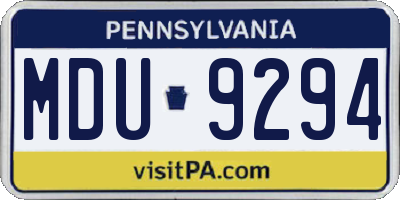 PA license plate MDU9294