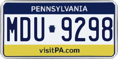 PA license plate MDU9298