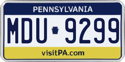 PA license plate MDU9299
