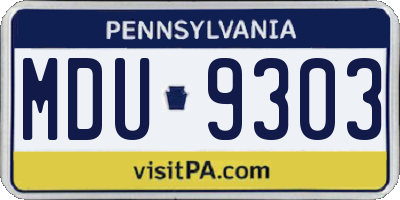 PA license plate MDU9303