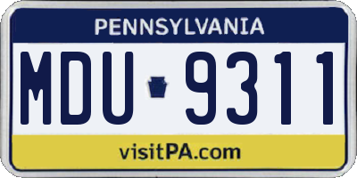 PA license plate MDU9311