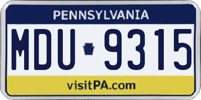 PA license plate MDU9315