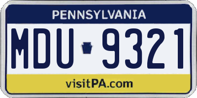 PA license plate MDU9321