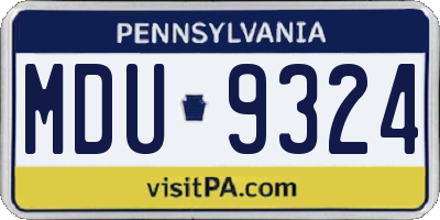 PA license plate MDU9324