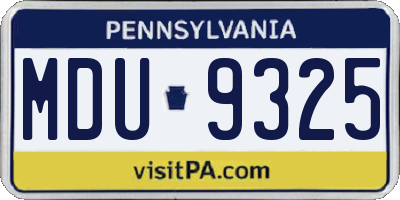 PA license plate MDU9325