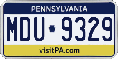 PA license plate MDU9329