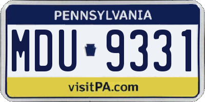 PA license plate MDU9331