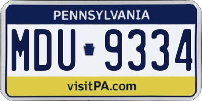 PA license plate MDU9334