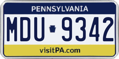 PA license plate MDU9342