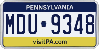 PA license plate MDU9348