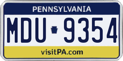 PA license plate MDU9354