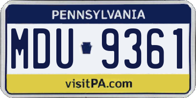 PA license plate MDU9361