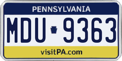 PA license plate MDU9363