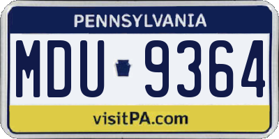 PA license plate MDU9364