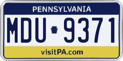 PA license plate MDU9371