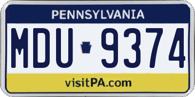 PA license plate MDU9374