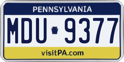 PA license plate MDU9377