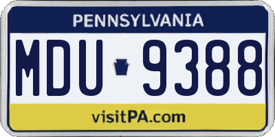 PA license plate MDU9388