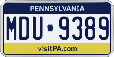 PA license plate MDU9389
