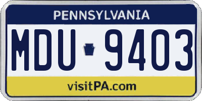 PA license plate MDU9403