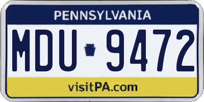 PA license plate MDU9472