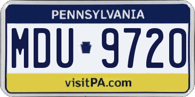PA license plate MDU9720