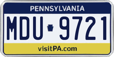 PA license plate MDU9721