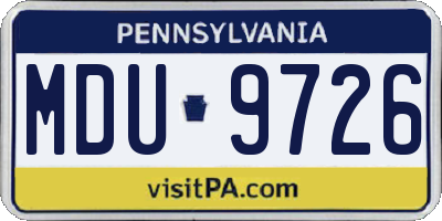 PA license plate MDU9726