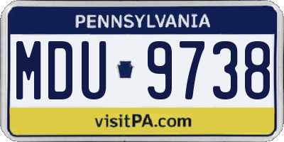PA license plate MDU9738